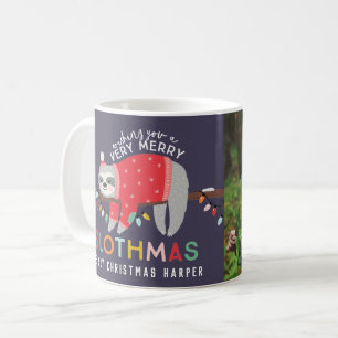 Mug Noël paresseux brillant coloré amusant enfants vac