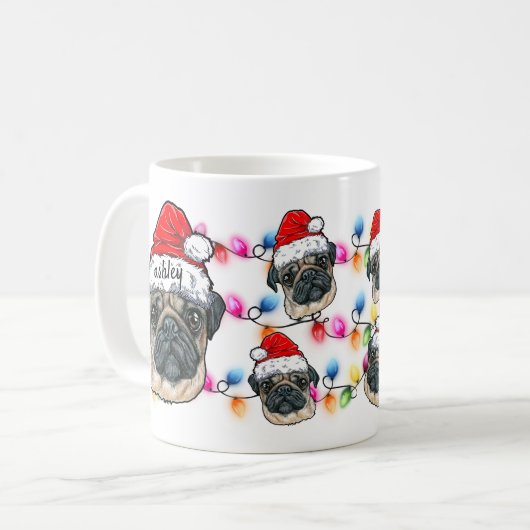 Mug Noël Père Noël Carlin animal de compagnie chien ra (Devant gauche)