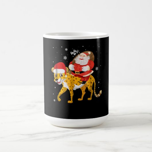 Mug Noël père Noël équitation cheetah cadeau xmas (Centre)
