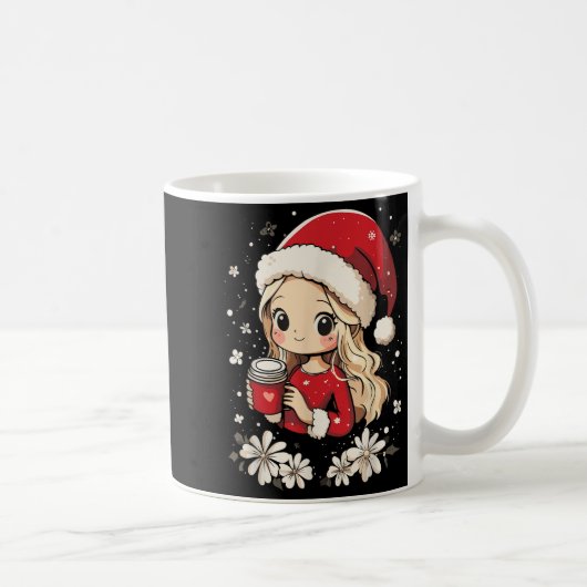 Mug Noël Père Noël Fille Fleur de café Enfants Père No (Droite)