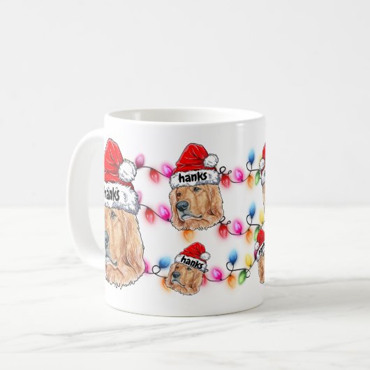 Mug Noël Père Noël Golden Retriever Amoureux des chien (Devant gauche)