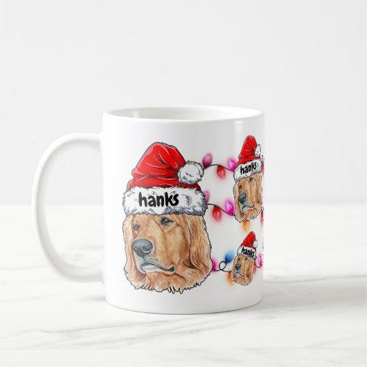 Mug Noël Père Noël Golden Retriever Amoureux des chien (Gauche)
