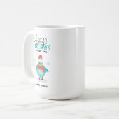 Mug Noël personnalisé bleu hiver oiseau (Devant gauche)