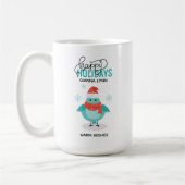 Mug Noël personnalisé bleu hiver oiseau (Gauche)