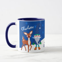 Noël personnalisé Blue Cute Deer et Gnome