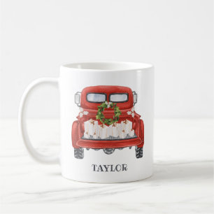 Mug Noël personnalisé camionnette rouge vintage