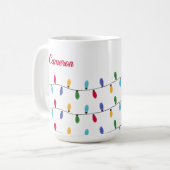 Mug Noël personnalisé Coloré String de lumières (Devant gauche)