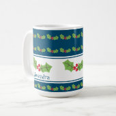 Mug Noël personnalisé Holly & Berries (Devant gauche)