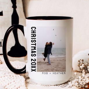 Mug Noël personnalisé minimaliste moderne à deux photo