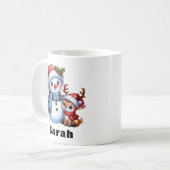 Mug Noël personnalisé Snowman & Reindeer (Devant gauche)