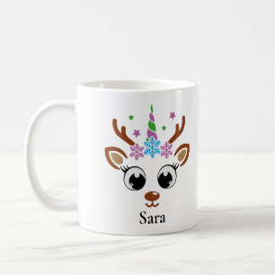 Mug Noël personnalisé Unicorn Reindeer Snowflake