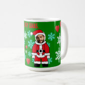 Mug Noël personnalisé. visage coupé Père Noël et Elf (Devant droit)