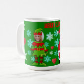 Mug Noël personnalisé. visage coupé Père Noël et Elf (Devant gauche)