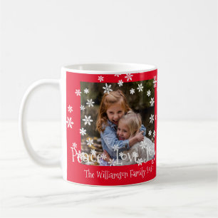 Mug Noël Photo rouge blanc Flocon de neige Année Famil