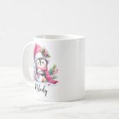 Mug Noël Pingouin Rose Cute Personnalisé (Devant gauche)