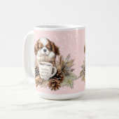 Mug Noël Pink Cavalier King Charles Large (Devant gauche)