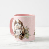 Mug Noël Pink Cavalier King Charles Puppy (Devant gauche)