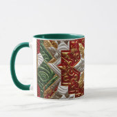 Mug NOËL ~ Piqué 3D ~ Rouge, Vert et Or ~ (Gauche)