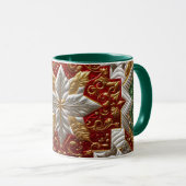 Mug NOËL ~ Piqué 3D ~ Rouge, Vert et Or ~ (Devant droit)