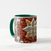 Mug NOËL ~ Piqué 3D ~ Rouge, Vert et Or ~ (Devant gauche)