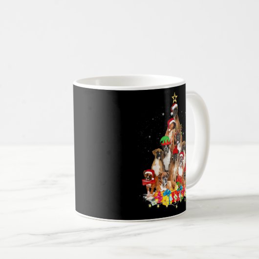 Mug Noël Pyjama Boxe Arbre Noël Chien Papa Maman (Devant droit)