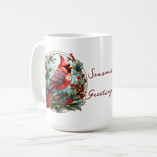 Mug Noël Red Cardinal Holly Berries Festival (Devant gauche)