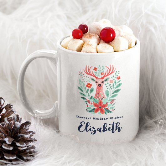 Mug Noël Reindeer Floral Vacances