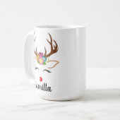 Mug Noël Reindeer nez rouge floral grenier (Devant gauche)