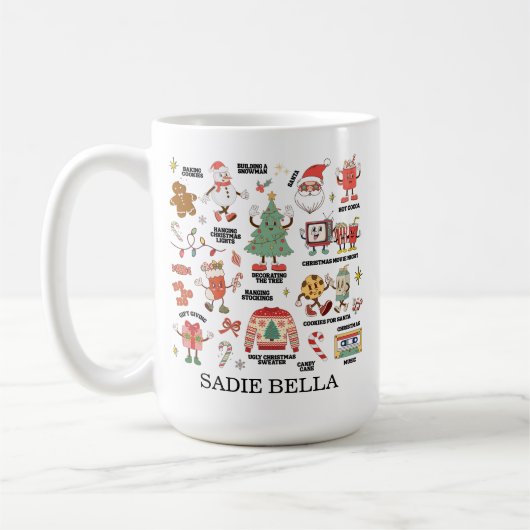 Mug Noël Rétro Nostalgique Vert Et Rouge (Gauche)
