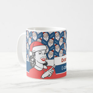 Mug Noël rétro Santa Claus rouge blanc et bleu