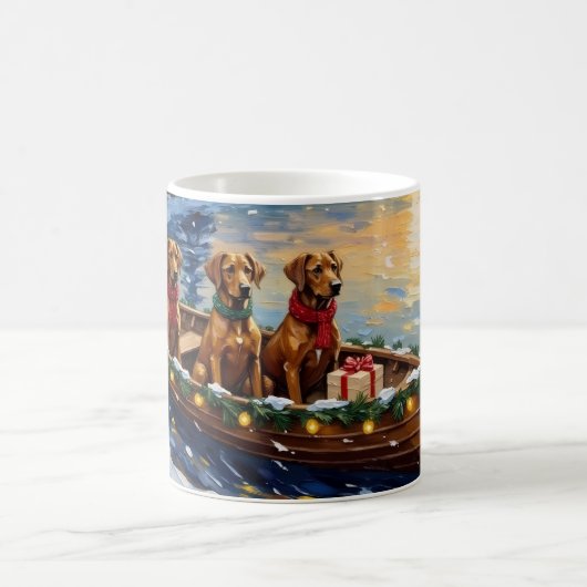 Mug Noël Rhodesian Ridgeback Bateau Fêtes (Centre)