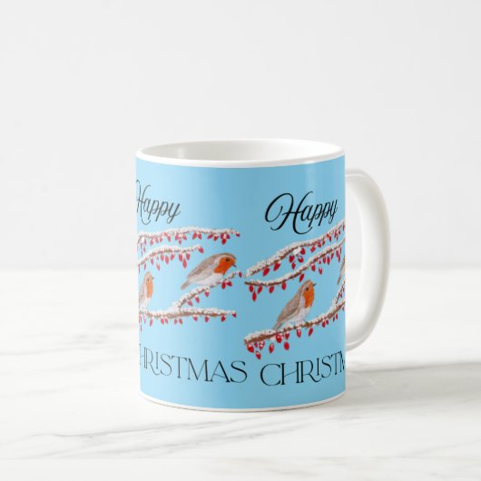 Mug Noël Robin Bleu (Devant droit)