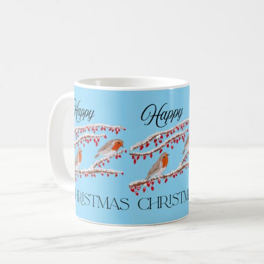 Mug Noël Robin Bleu (Devant gauche)
