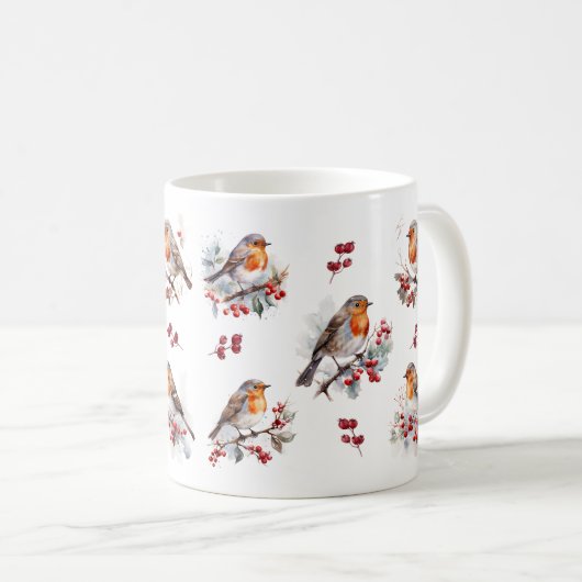 Mug Noël Robin d'hiver Red Berries (Devant droit)