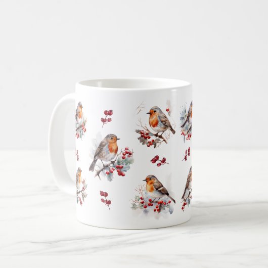 Mug Noël Robin d'hiver Red Berries (Devant gauche)