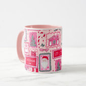 Mug Noël rose coquette dessiné à la main (Devant gauche)