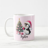 Mug Noël rose Pingouin mignon (Gauche)