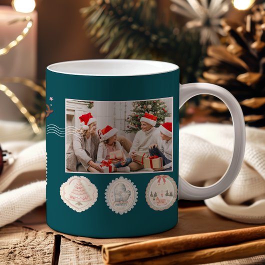 Mug Noël Rose Vert Rétro