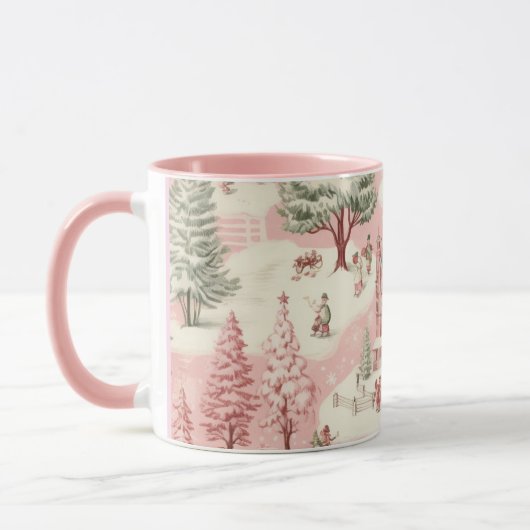 Mug Noël rose vintage (Gauche)