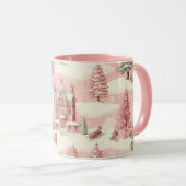 Mug Noël rose vintage (Devant droit)