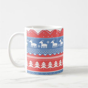 Mug Noël Rouge & Bleu Minimaliste - Motif Unique