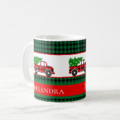 Mug Noël Rouge Camion Chef Green Buffalo Plaid (Devant gauche)