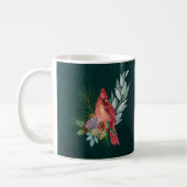 Mug Noël Rouge Cardinal Vert Nom personnalisable (Gauche)