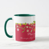 Mug Noël rouge conçu de manière unique merci beaucoup (Gauche)