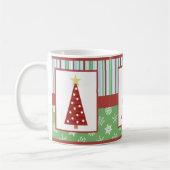 Mug Noël rouge d'arbre de point de polka de vacances (Gauche)