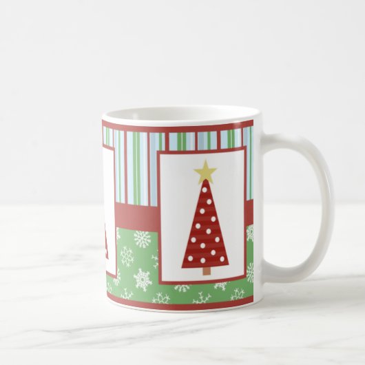 Mug Noël rouge d'arbre de point de polka de vacances (Droite)