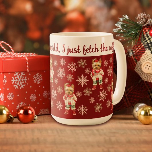 Mug Noël rouge du mignon Yorkshire Terrier