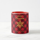 Mug Noël Rouge et noir Buffle Plaid Star Snowflake (Centre)
