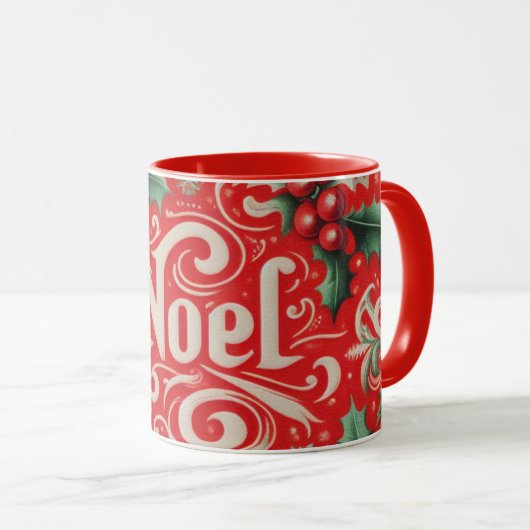 Mug Noel rouge et vert (Devant droit)