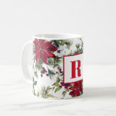 Mug Noël rouge Monogram Poinsettia (Devant gauche)